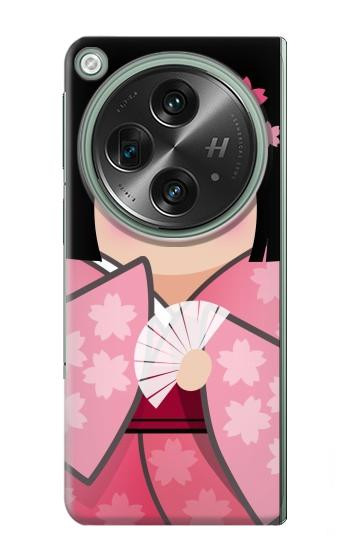 W3042 Japan Girl Hina Doll Kimono Sakura Case Cover Custodia e Flip Case per OnePlus OPEN