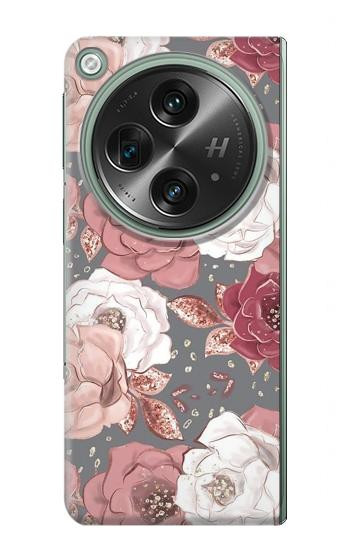 W3716 Rose Floral Pattern Case Cover Custodia e Flip Case per OnePlus OPEN