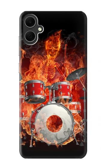 W1431 Skull Drum Fire Rock Case Cover Custodia e Flip Case per Samsung Galaxy A05