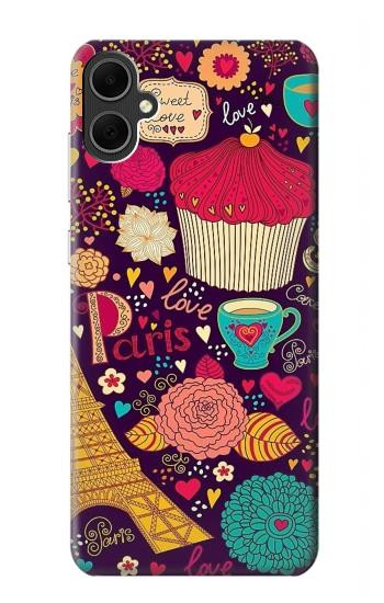 W2353 Paris Cartoon Vintage Pattern Case Cover Custodia e Flip Case per Samsung Galaxy A05
