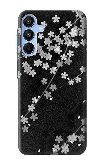W2544 Japanese Kimono Style Black Flower Pattern Case Cover Custodia e Flip Case per Samsung Galaxy A15 5G