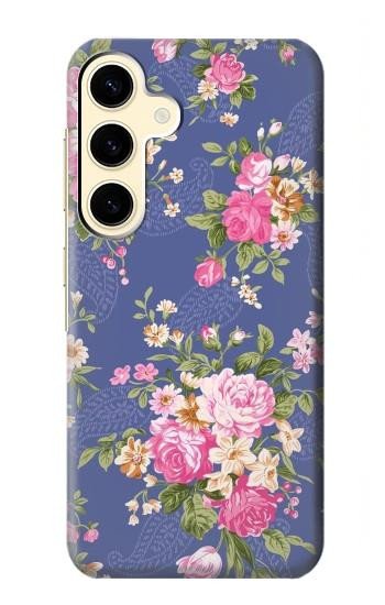 W3265 Vintage Flower Pattern Case Cover Custodia e Flip Case per Samsung Galaxy S24