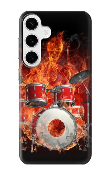 W1431 Skull Drum Fire Rock Case Cover Custodia e Flip Case per Samsung Galaxy S24 Plus