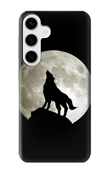 W1981 Wolf Howling at The Moon Case Cover Custodia e Flip Case per Samsung Galaxy S24 Plus