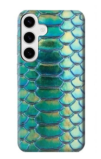 W3414 Green Snake Scale Graphic Print Case Cover Custodia e Flip Case per Samsung Galaxy S24 Plus