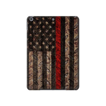 W3804 Fire Fighter Metal Red Line Flag Graphic Tablet Case Cover Custodia per iPad 10.2 (2021,2020,2019), iPad 9 8 7