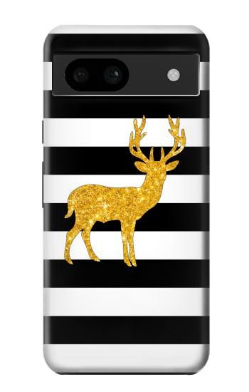 W2794 Black and White Striped Deer Gold Sparkles Case Cover Custodia e Flip Case per Google Pixel 8a