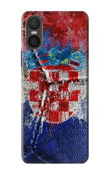 W3313 Croatia Flag Vintage Football Graphic Case Cover Custodia e Flip Case per Sony Xperia 10 VI