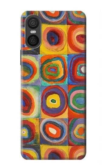 W3409 Squares Concentric Circles Case Cover Custodia e Flip Case per Sony Xperia 10 VI