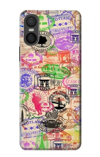 W3904 Travel Stamps Case Cover Custodia e Flip Case per Sony Xperia 10 VI