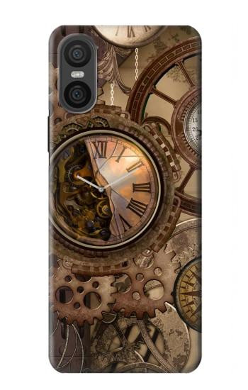 W3927 Compass Clock Gage Steampunk Case Cover Custodia e Flip Case per Sony Xperia 10 VI