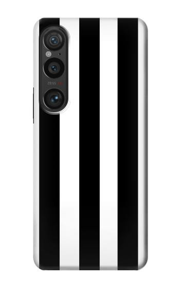 W2297 Black and White Vertical Stripes Case Cover Custodia e Flip Case per Sony Xperia 1 VI