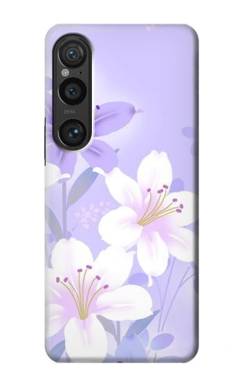 W2361 Purple White Flowers Case Cover Custodia e Flip Case per Sony Xperia 1 VI