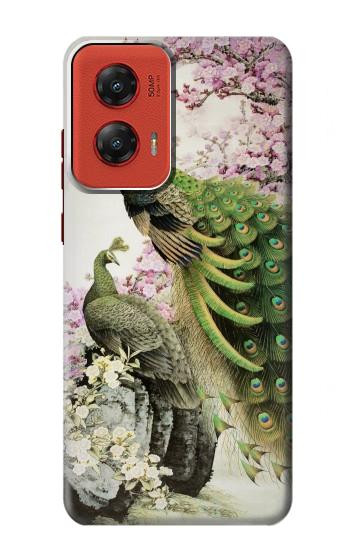 W2773 Peacock Chinese Brush Painting Case Cover Custodia e Flip Case per Motorola Moto G Stylus 5G (2024)