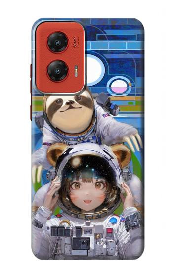 W3915 Raccoon Girl Baby Sloth Astronaut Suit Case Cover Custodia e Flip Case per Motorola Moto G Stylus 5G (2024)