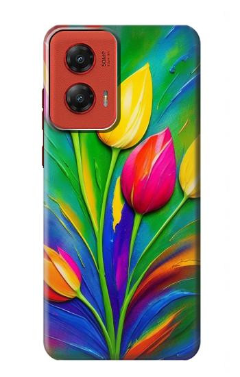 W3926 Colorful Tulip Oil Painting Case Cover Custodia e Flip Case per Motorola Moto G Stylus 5G (2024)