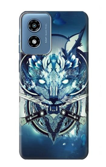 W1135 Wolf with knives Rock Case Cover Custodia e Flip Case per Motorola Moto G Play 4G (2024)