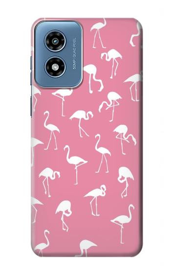 W2858 Pink Flamingo Pattern Case Cover Custodia e Flip Case per Motorola Moto G Play 4G (2024)
