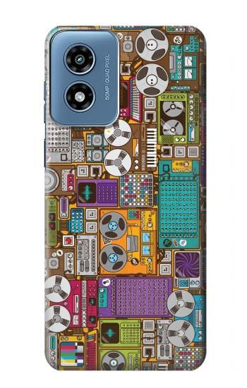 W3879 Retro Music Doodle Case Cover Custodia e Flip Case per Motorola Moto G Play 4G (2024)