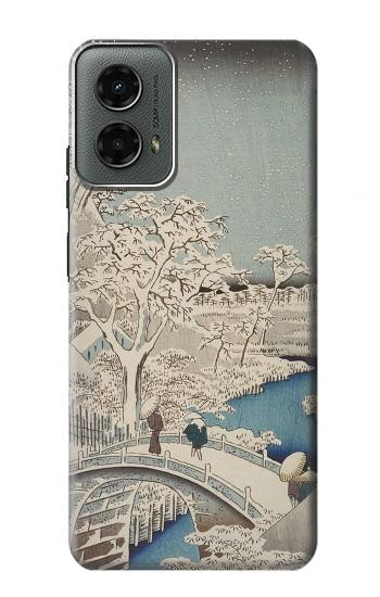 W3350 Utagawa Hiroshige Drum Bridge Yuhi Hill in Meguro Case Cover Custodia e Flip Case per Motorola Moto G 5G (2024)