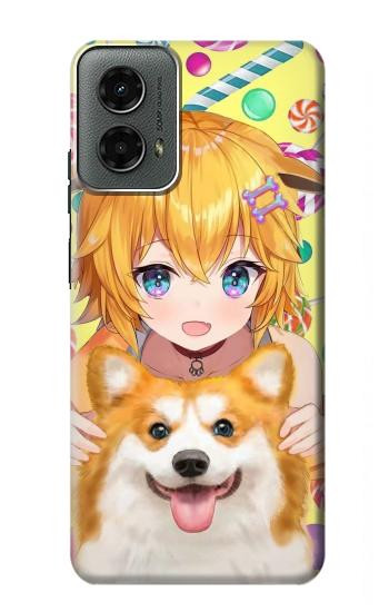 W3918 Baby Corgi Dog Corgi Girl Candy Case Cover Custodia e Flip Case per Motorola Moto G 5G (2024)