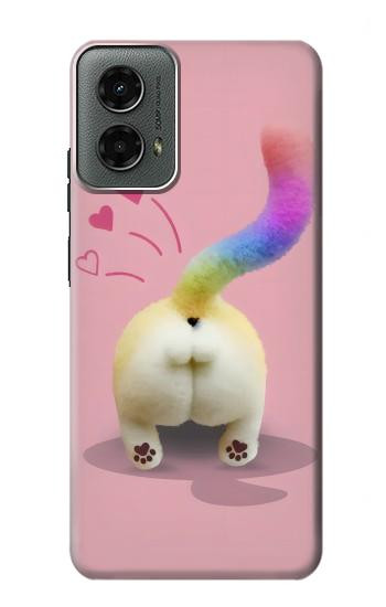 W3923 Cat Bottom Rainbow Tail Case Cover Custodia e Flip Case per Motorola Moto G 5G (2024)