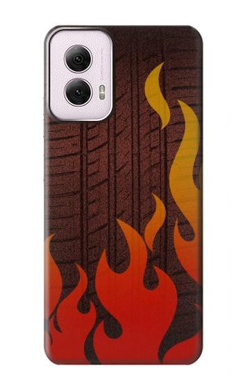 W2988 Rally Car Tire Fire Case Cover Custodia e Flip Case per Motorola Moto G Power 5G (2024)