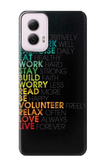 W3523 Think Positive Words Quotes Case Cover Custodia e Flip Case per Motorola Moto G Power 5G (2024)