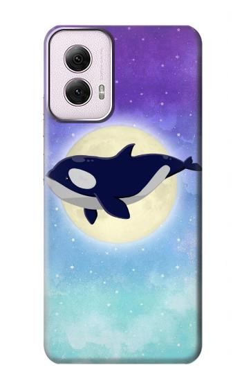 W3807 Killer Whale Orca Moon Pastel Fantasy Case Cover Custodia e Flip Case per Motorola Moto G Power 5G (2024)