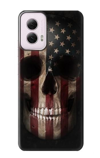 W3850 American Flag Skull Case Cover Custodia e Flip Case per Motorola Moto G Power 5G (2024)