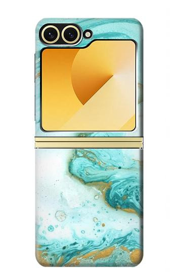 W3399 Green Marble Graphic Print Case Cover Custodia e Flip Case per Samsung Galaxy Z Flip 6, Flip 7 FE