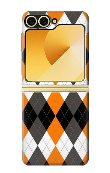 W3421 Black Orange White Argyle Plaid Case Cover Custodia e Flip Case per Samsung Galaxy Z Flip 6