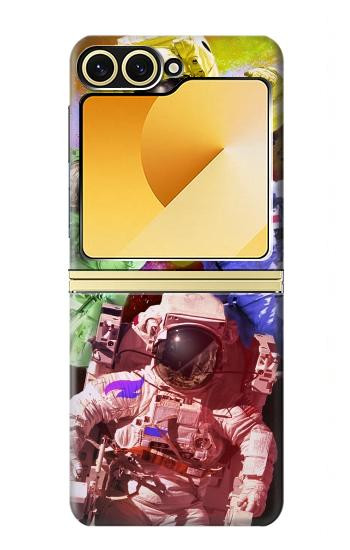 W3914 Colorful Nebula Astronaut Suit Galaxy Case Cover Custodia e Flip Case per Samsung Galaxy Z Flip 6