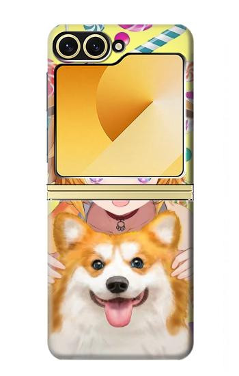 W3918 Baby Corgi Dog Corgi Girl Candy Case Cover Custodia e Flip Case per Samsung Galaxy Z Flip 6