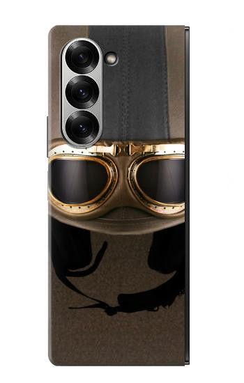 W2645 Vintage Brown Goggles Motorcycle Helmet Case Cover Custodia e Flip Case per Samsung Galaxy Z Fold 6