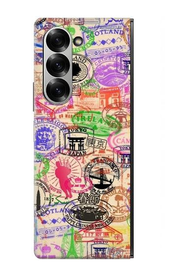 W3904 Travel Stamps Case Cover Custodia e Flip Case per Samsung Galaxy Z Fold 6