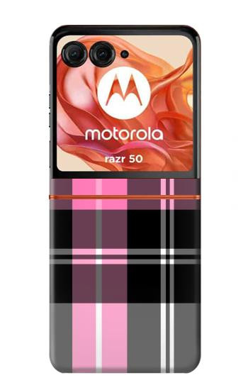 W3091 Pink Plaid Pattern Case Cover Custodia e Flip Case per Motorola Razr 50