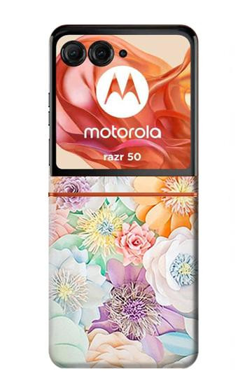 W3705 Pastel Floral Flower Case Cover Custodia e Flip Case per Motorola Razr 50