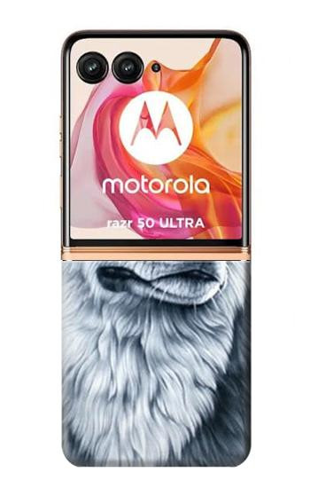 W0123 Grim White Wolf Case Cover Custodia e Flip Case per Motorola Razr 50 Ultra