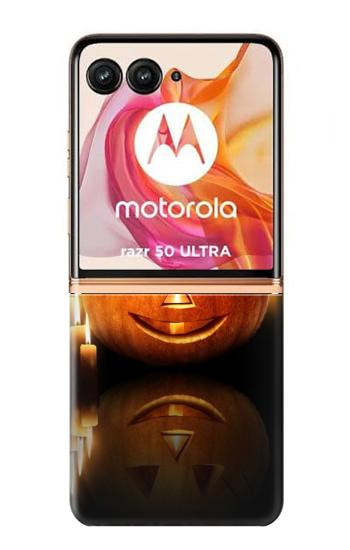 W1083 Pumpkin Spider Candles Halloween Case Cover Custodia e Flip Case per Motorola Razr 50 Ultra