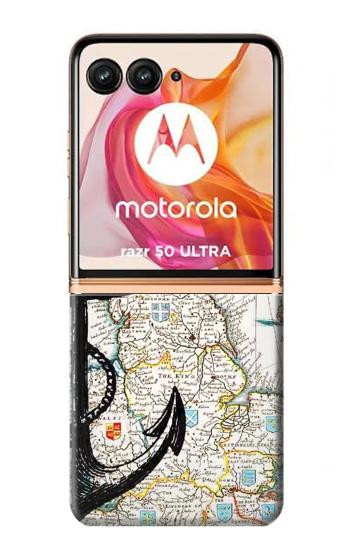 W1962 Nautical Chart Case Cover Custodia e Flip Case per Motorola Razr 50 Ultra