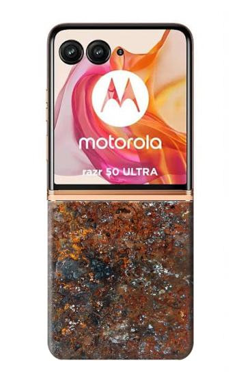 W2714 Rust Steel Texture Graphic Printed Case Cover Custodia e Flip Case per Motorola Razr 50 Ultra
