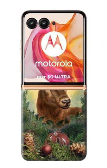 W2841 Vintage Reindeer Christmas Case Cover Custodia e Flip Case per Motorola Razr 50 Ultra