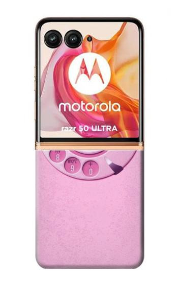 W2847 Pink Retro Rotary Phone Case Cover Custodia e Flip Case per Motorola Razr 50 Ultra