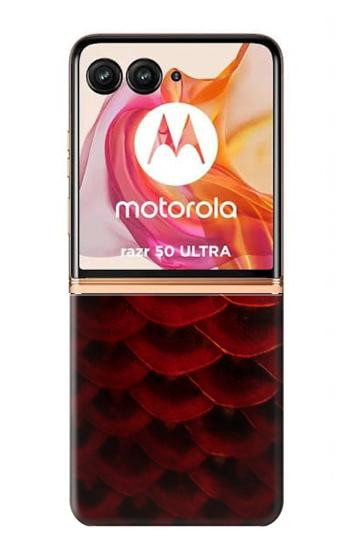 W2879 Red Arowana Fish Scale Case Cover Custodia e Flip Case per Motorola Razr 50 Ultra