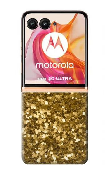 W3388 Gold Glitter Graphic Print Case Cover Custodia e Flip Case per Motorola Razr 50 Ultra