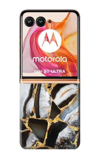 W3419 Gold Marble Graphic Print Case Cover Custodia e Flip Case per Motorola Razr 50 Ultra