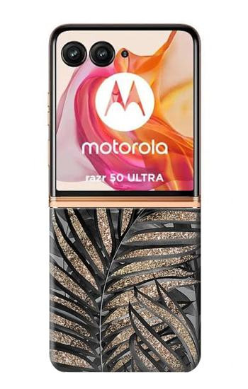 W3692 Gray Black Palm Leaves Case Cover Custodia e Flip Case per Motorola Razr 50 Ultra