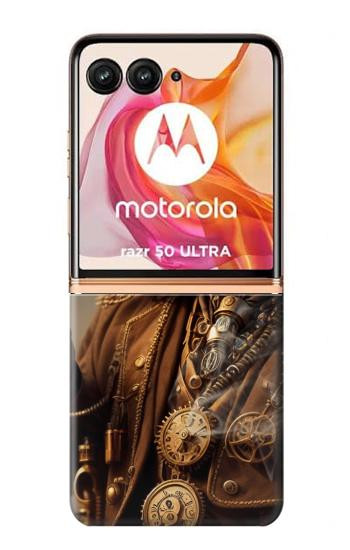 W3949 Steampunk Skull Smoking Case Cover Custodia e Flip Case per Motorola Razr 50 Ultra