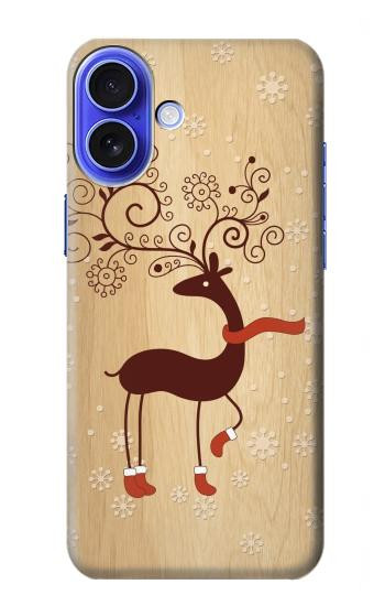 W3081 Wooden Raindeer Graphic Printed Case Cover Custodia e Flip Case per iPhone 16